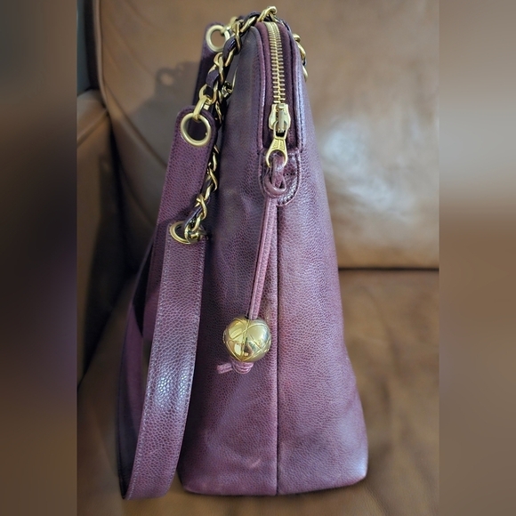 Chanel Caviar Leather CC Tote Bag Burgundy Vintage - Picture 6 of 12